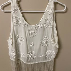 Fringe beaded crop top